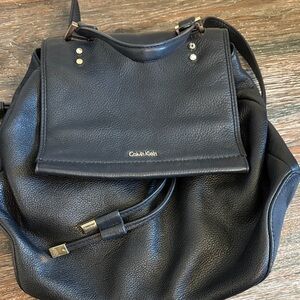 Calvin Klein Black Leather Backpack
